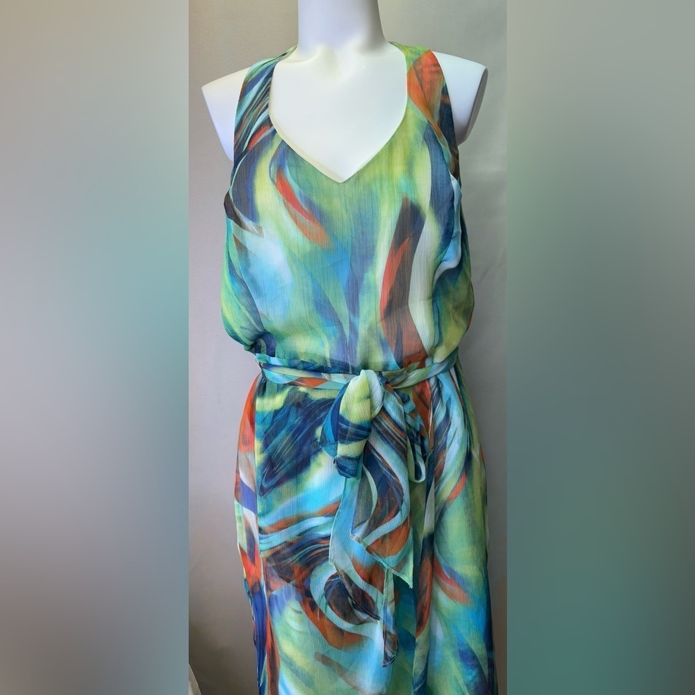 Nueva Women’s Backless Watercolor Abstract Print Dress Size 12 - Picture 3 of 6